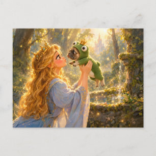 Frenchie Frog Prince Kiss Scene Postcard