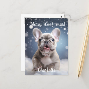 Frenchie Frosty Bliss Customisable Postcard