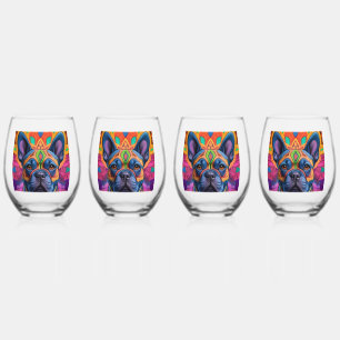 Frenchie Fun Birthday Fantasy Stemless Wine Glass