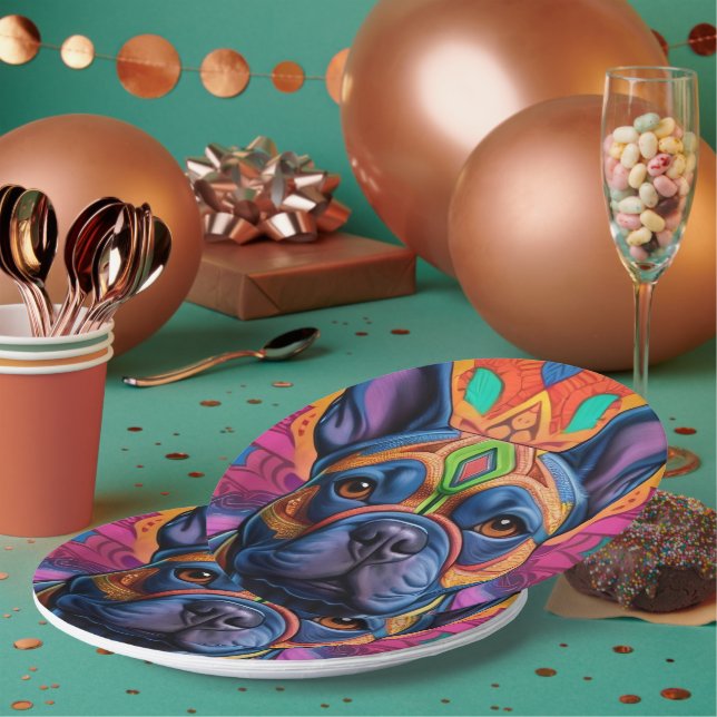 Frenchie Fun  Paper Plate (Multi)