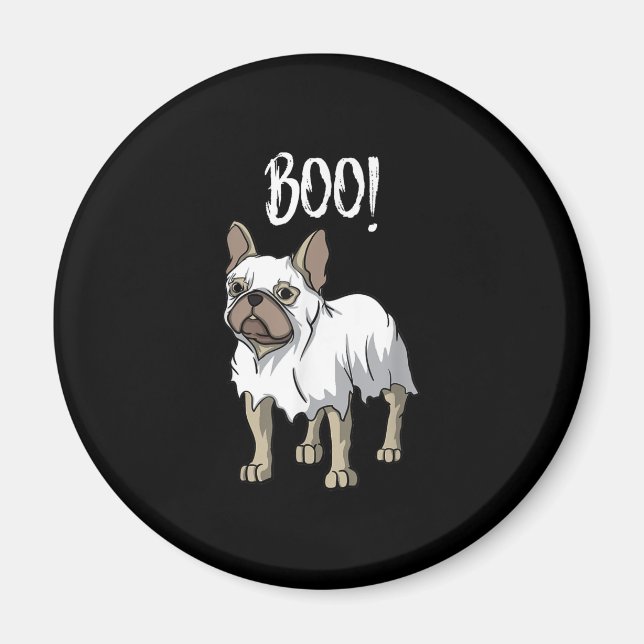 Frenchie Ghost Costume Funny Bulldog Halloween Magnet (Front)