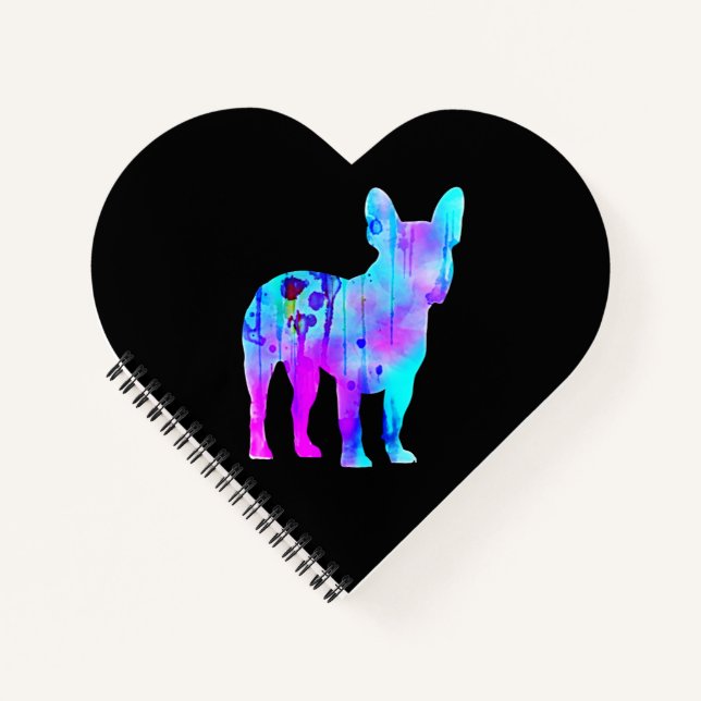 Frenchie Gift | Colourful Draw French Bulldog Notebook (Front)