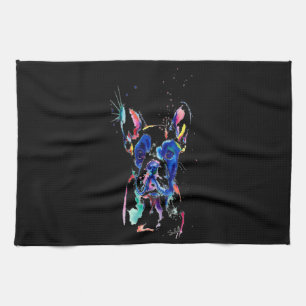 Frenchie Gift Colourful French Bulldog Gift Tea Towel