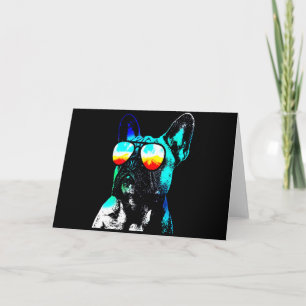 Frenchie Gift Cool French Bulldog Wearing Glass Card