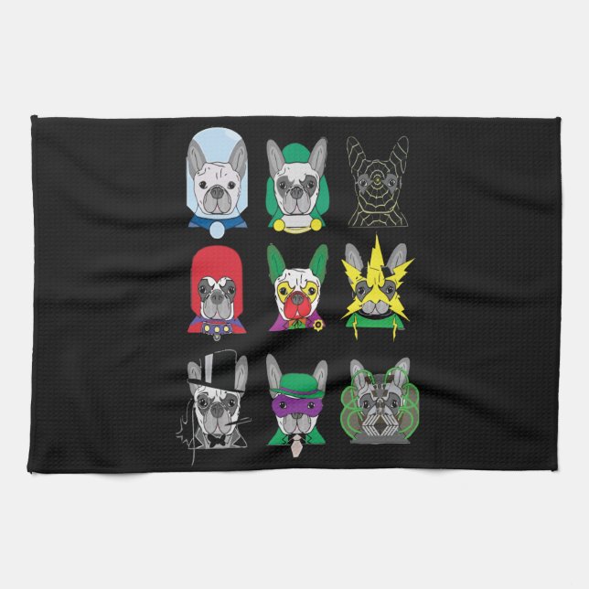 Frenchie Gift | Cute French Bulldog Design Funny Tea Towel (Horizontal)