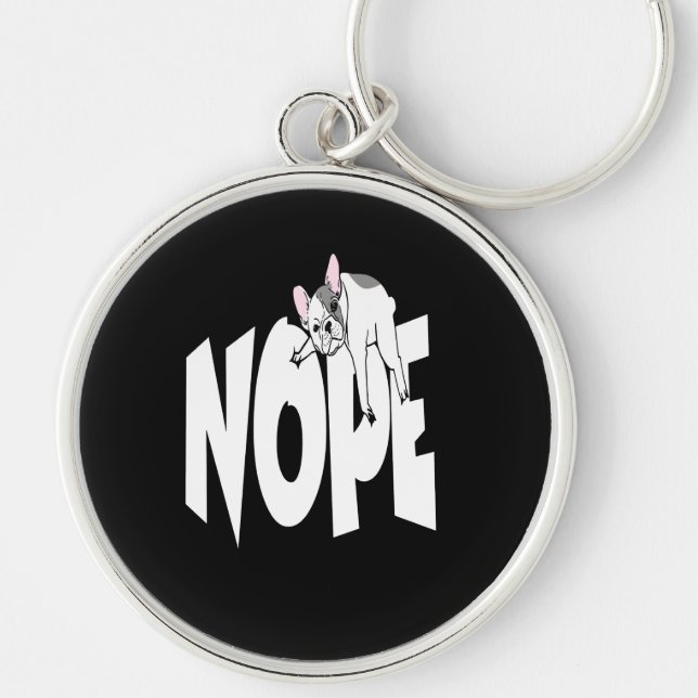 Frenchie Gift | Cute Nope French Bulldog Key Ring (Front)