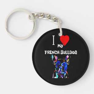 Frenchie Gift I Love My French Bulldog Colourful Key Ring