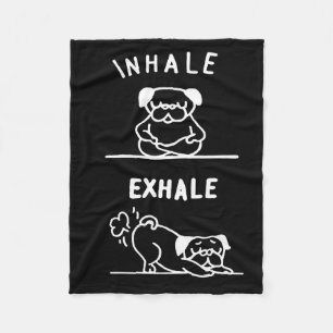 Frenchie Gift Inhale Exhale French Bulldog Fleece Blanket