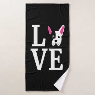 Frenchie Gift Love French Bulldog Gift Bath Towel