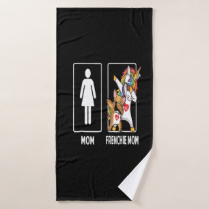 Frenchie Gift Mum With Frenchie Mum Unique Bath Towel