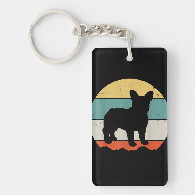 Frenchie Gift | Vintage French Bulldog Gift Key Ring (Front)