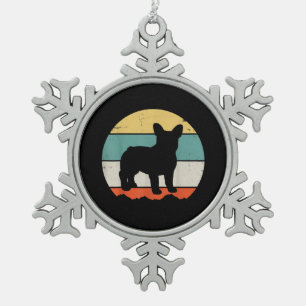 Frenchie Gift   Vintage French Bulldog Gift Snowflake Pewter Christmas Ornament