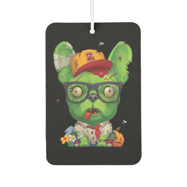 Frenchie Gift | Zombie French Bulldog Car Air Freshener (Front)