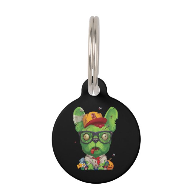 Frenchie Gift | Zombie French Bulldog Pet Tag (Front)