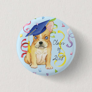 Frenchie Graduate 3 Cm Round Badge