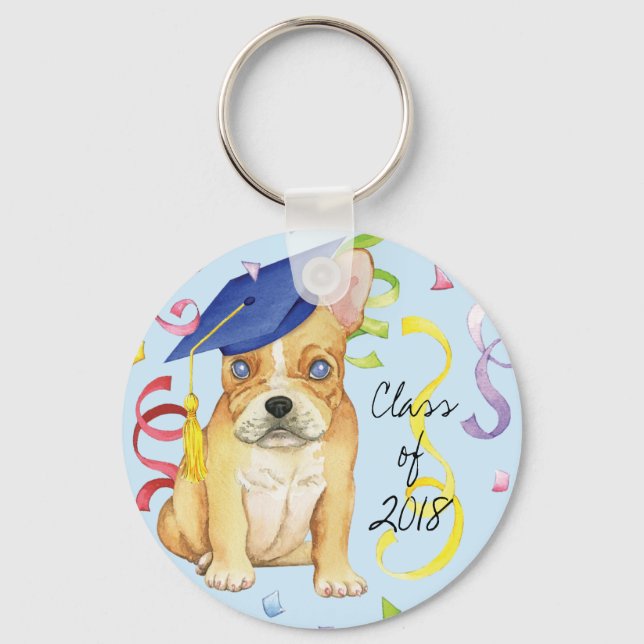Frenchie Graduate Key Ring (Front)