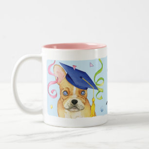 Frenchie Graduate Two-Tone Coffee Mug