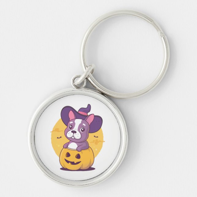 Frenchie Halloween Key Ring (Front)