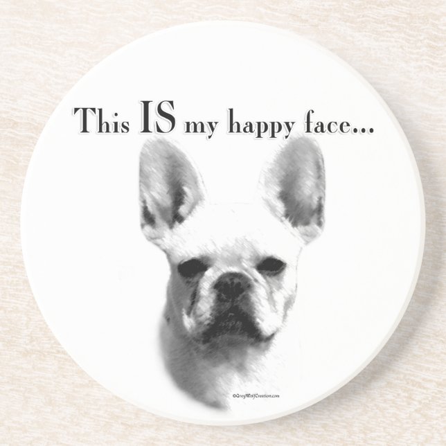 Frenchie Happy Face Coaster (Front)
