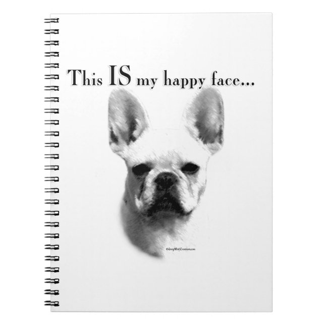 Frenchie Happy Face Spiral Notebook (Front)
