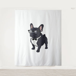 Frenchie in Tuxedo Wearing Glasses Tapestry