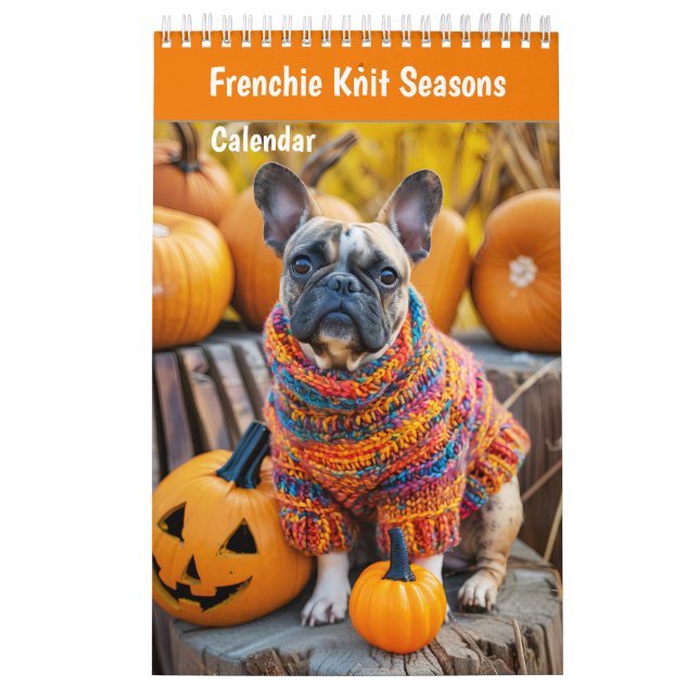 Frenchie Knit Seasons - Cosy Dog Calendar (Cover)