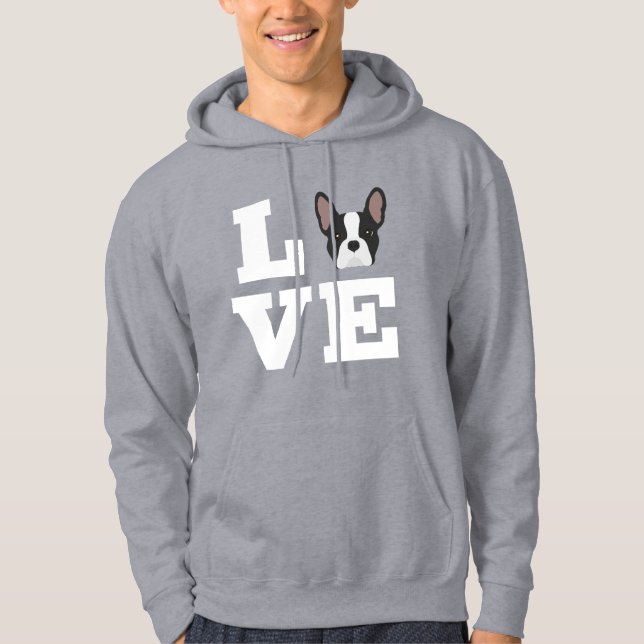 Frenchie Love French Bulldog Hoodie (Front)