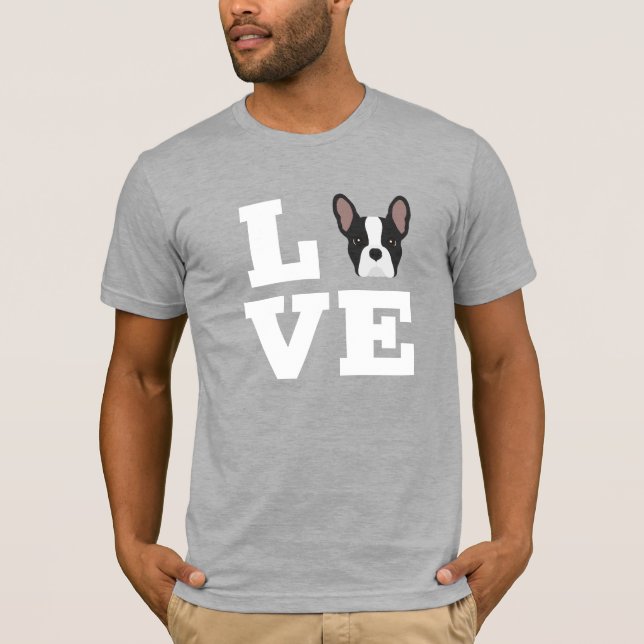 Frenchie Love French Bulldog T-Shirt (Front)