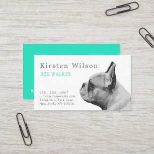 Frenchie Love   Personalised  Aqua Business Card