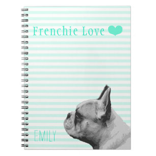 Frenchie Love Personalised Aqua Notebook