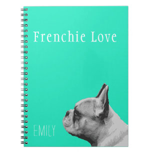 Frenchie Love Personalised Aqua Notebook