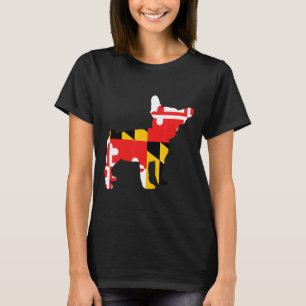 Frenchie  Maryland Flag French Bull Dog Silhouette T-Shirt