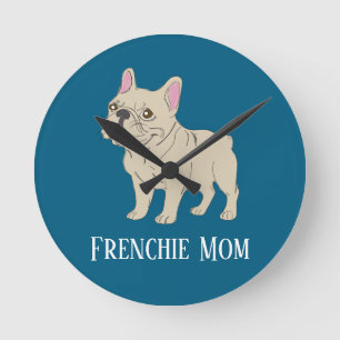 Frenchie Mom Round Clock