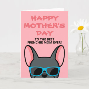 Frenchie Mother's Day Blue French Bulldog Card