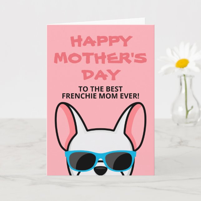 Frenchie Mother's Day White French Bulldog Card (Small Plant)