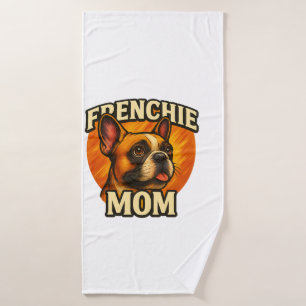 Frenchie Mum Adorable French Bulldog Portrait Bath Towel