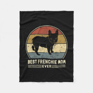 Frenchie Mum Ever Retro French Bulldog Dog Mum Fleece Blanket