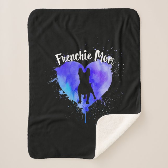 Frenchie Mum French Bulldog Dog Mum Fur Mama Sherpa Blanket (Front)