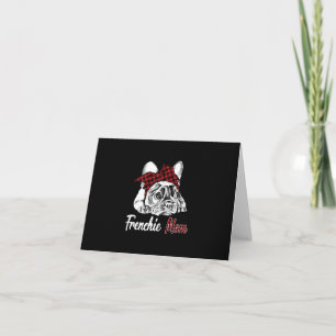 frenchie mum french bulldog with red plaid card