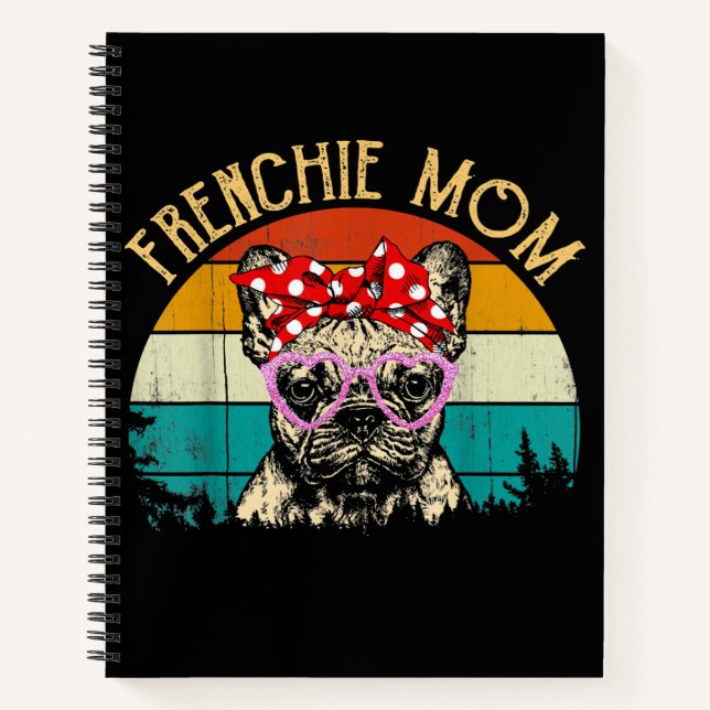Frenchie Mum Gift Vintage Retro Style Bulldog Notebook (Front)
