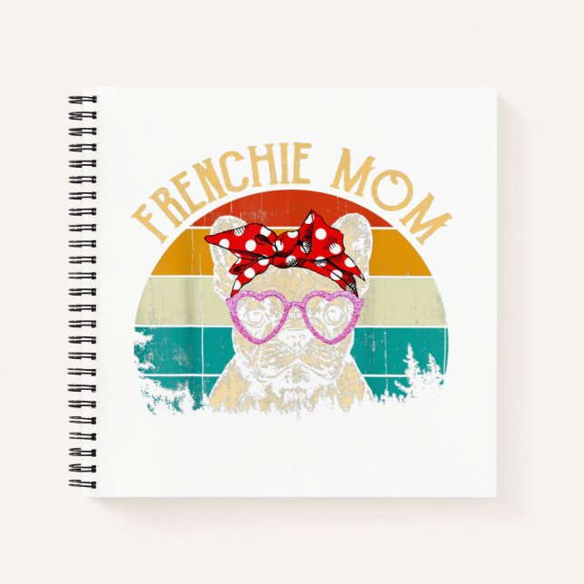 Frenchie Mum Lover Gift Vintage Retro Style Notebook (Front)