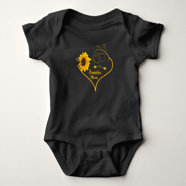 Frenchie Mum With Sunflower Cute Frenchie Lovers  Baby Bodysuit (Front)