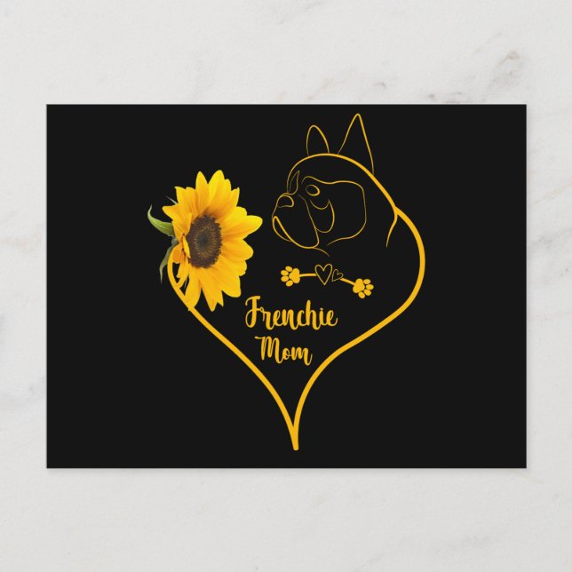 Frenchie Mum With Sunflower Cute Frenchie Lovers  Postcard (Front)