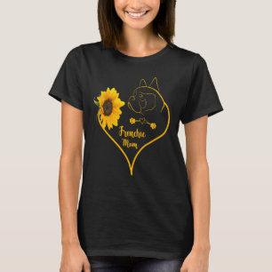 Frenchie Mum With Sunflower Cute Frenchie Lovers  T-Shirt