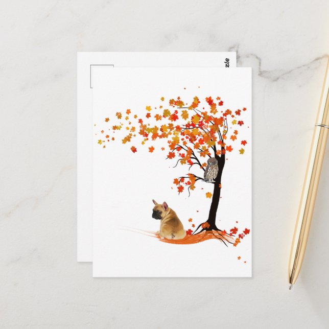 Frenchie My Spirit Animals Owl Frenchie Lovers Postcard (Front/Back In Situ)