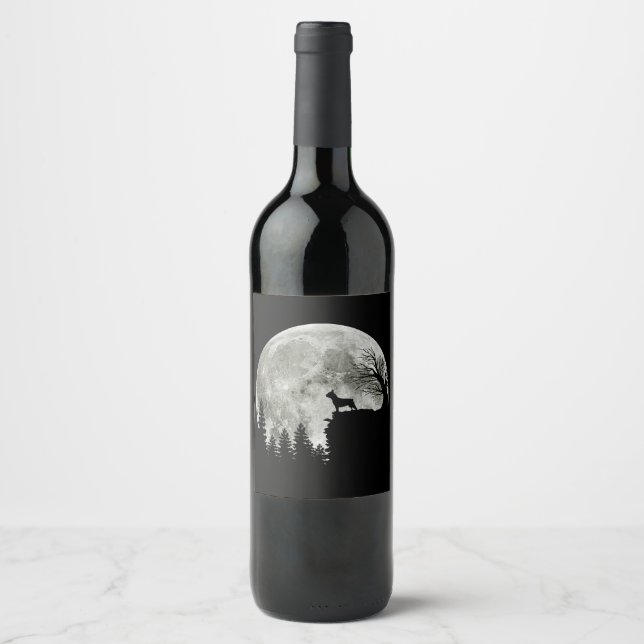 Frenchie On Mountain Halloween Theme Shirts Gift Wine Label (Front)