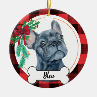 Frenchie Ornament, French Bulldog Ceramic Tree Decoration