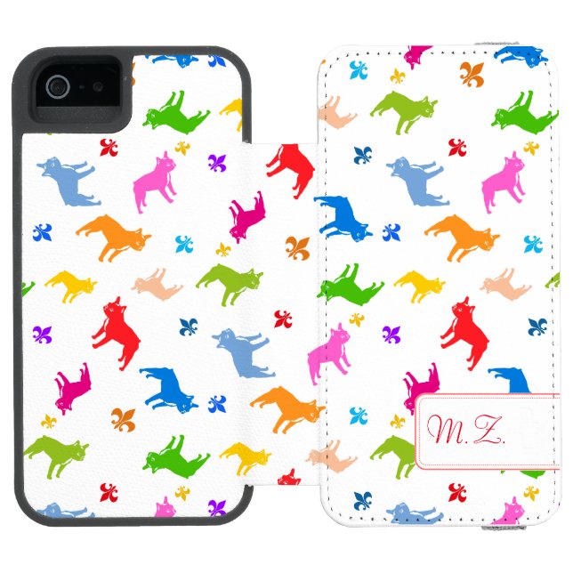 Frenchie Pattern Monogram Incipio iPhone Wallet Case (Folio Open)