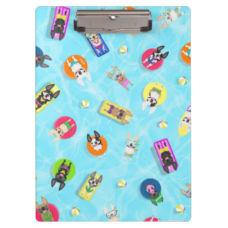 Frenchie Pool Party Clip Board
