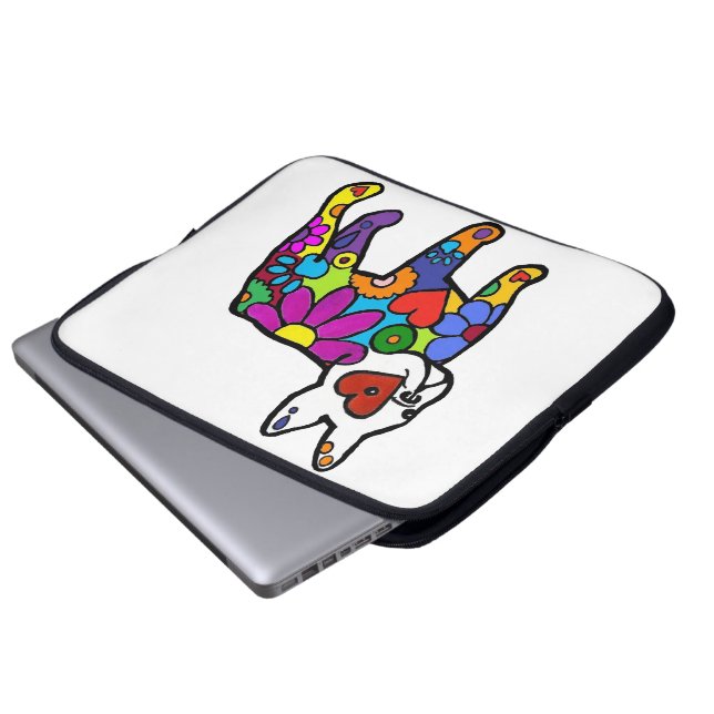 Frenchie Power white background Laptop Sleeve (Front Bottom)